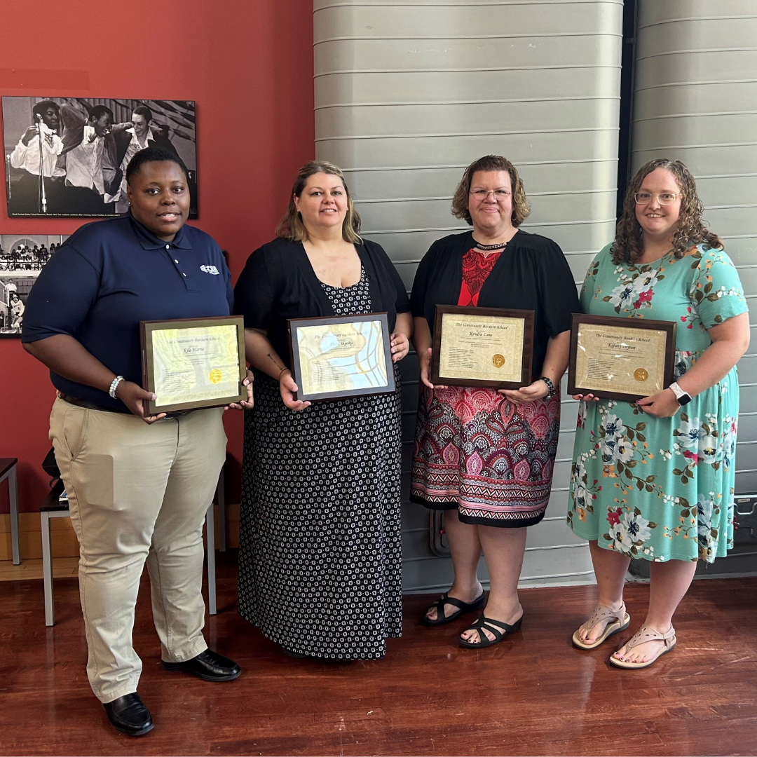 Image of CBS graduates Kila Harris, Shari Skinkis, Kendra Lane, and Tiffany Peyton